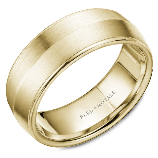 8.00mm Bleu Royale Wedding Band in Yellow Gold