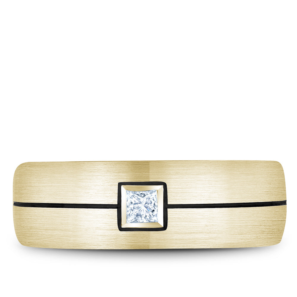 7.50mm Bleu Royale Wedding Band in Yellow Gold With 1 PR, TCW 0.15ct