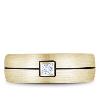7.50mm Bleu Royale Wedding Band in Yellow Gold With 1 PR, TCW 0.15ct