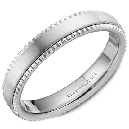 4.00mm Bleu Royale Wedding Band in White Gold