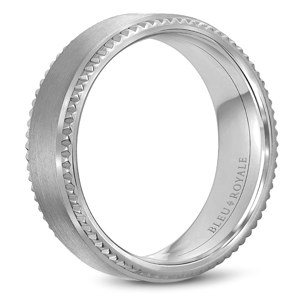 6.00mm Bleu Royale Wedding Band in White Gold