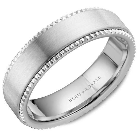 6.00mm Bleu Royale Wedding Band in White Gold