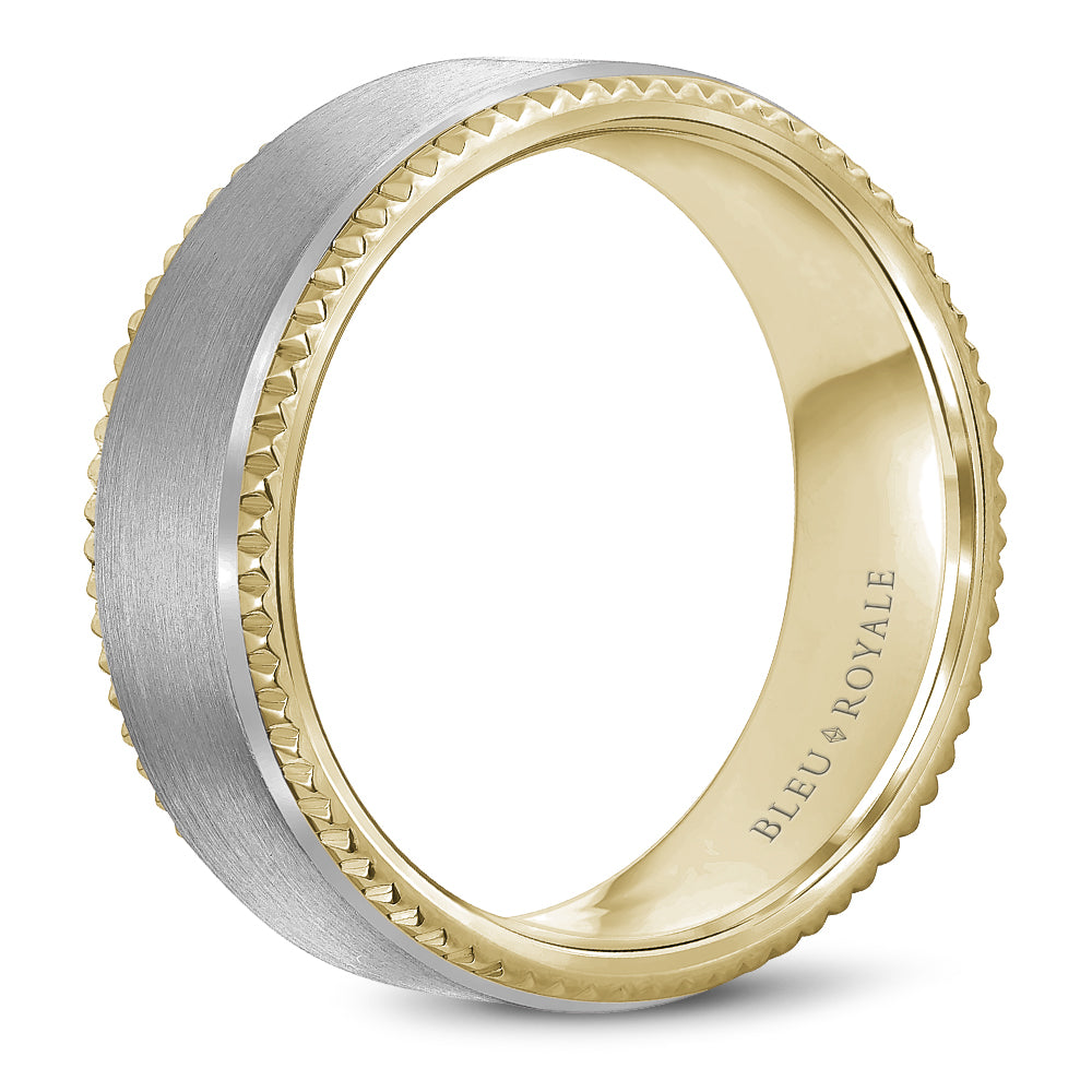 8.00mm Bleu Royale Wedding Band in W&Y Gold