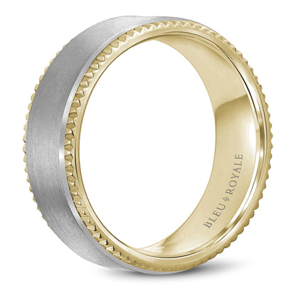 8.00mm Bleu Royale Wedding Band in W&Y Gold