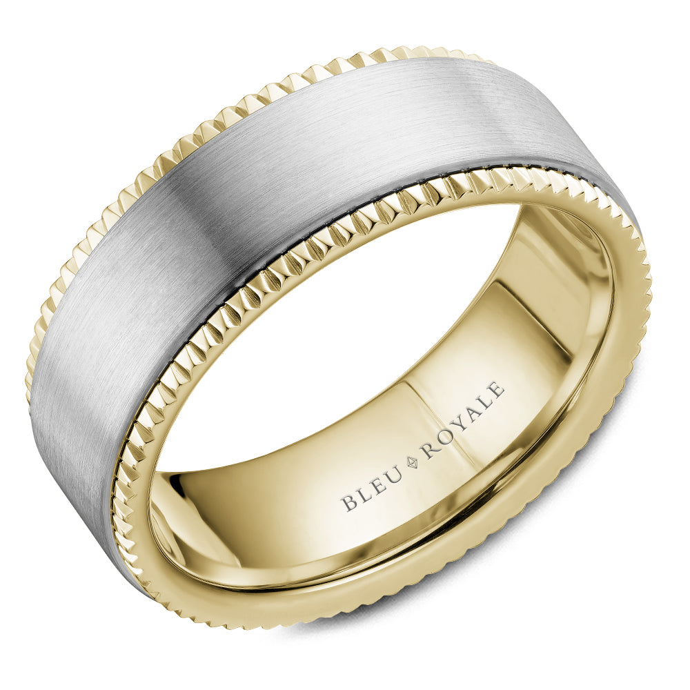 8.00mm Bleu Royale Wedding Band in W&Y Gold