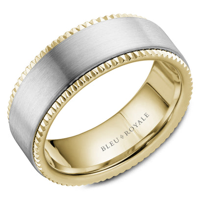 8.00mm Bleu Royale Wedding Band in W&Y Gold