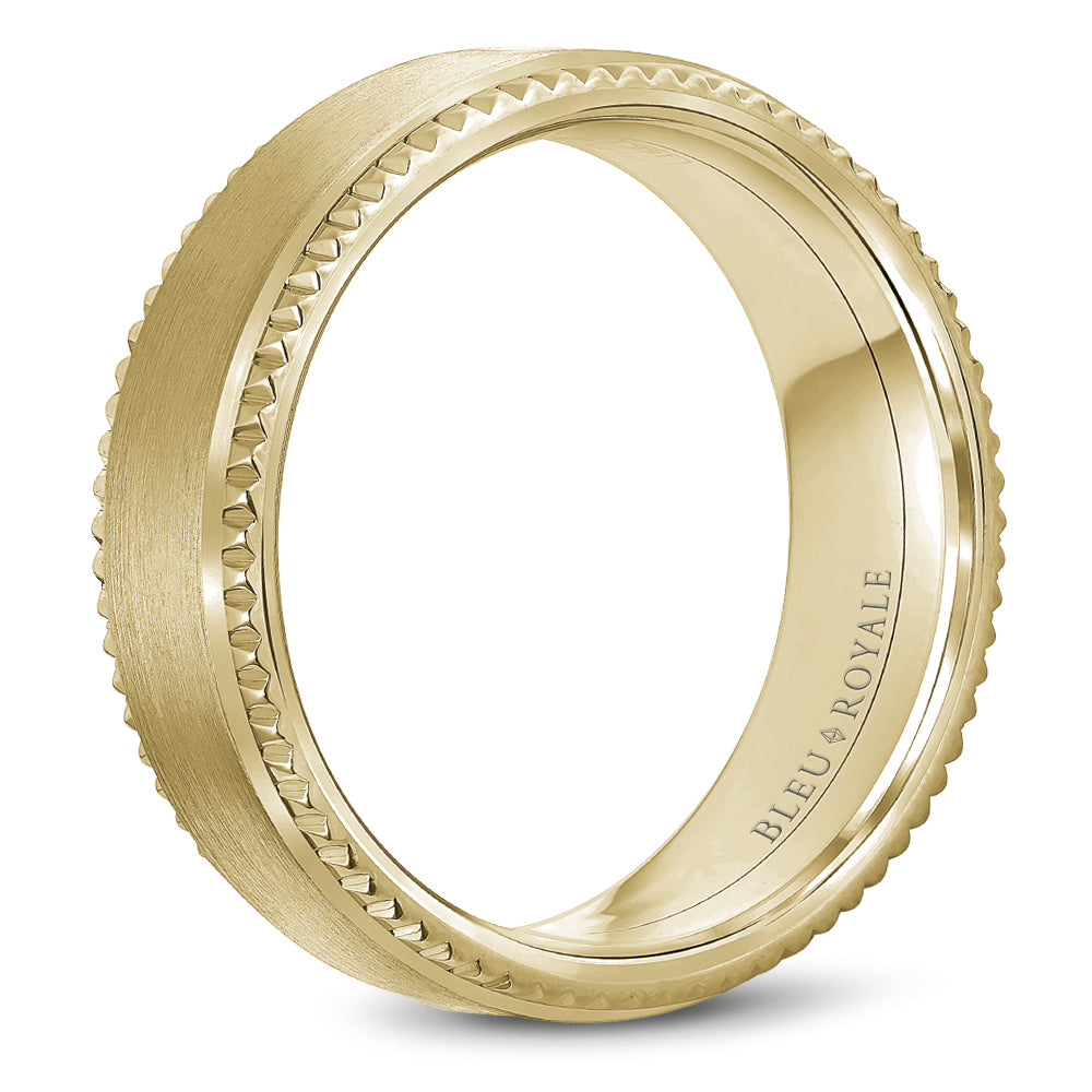 6.00mm Bleu Royale Wedding Band in Yellow Gold