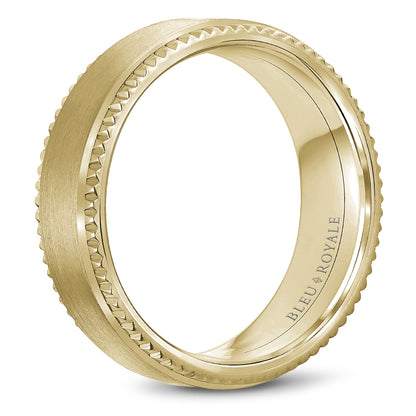 6.00mm Bleu Royale Wedding Band in Yellow Gold