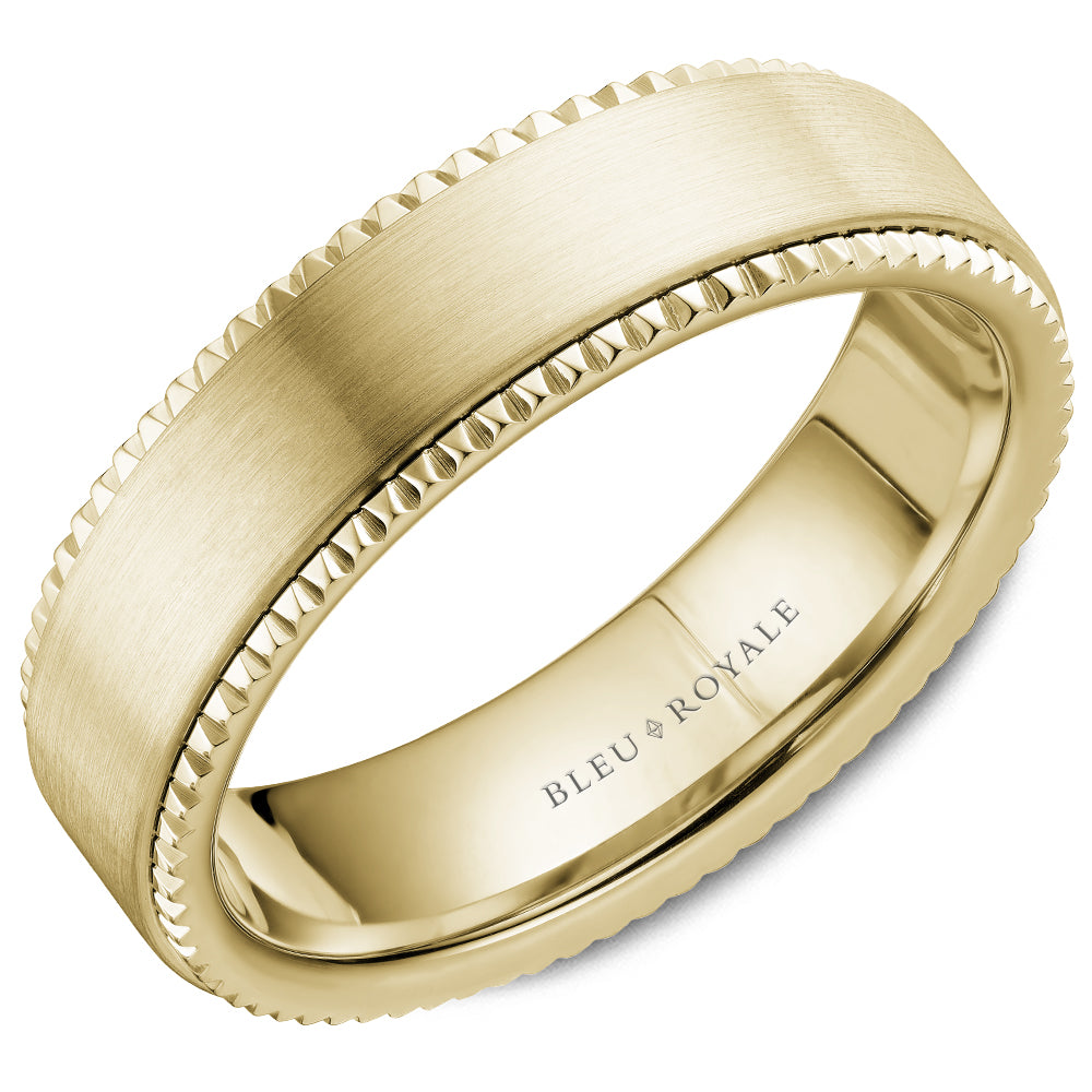 6.00mm Bleu Royale Wedding Band in Yellow Gold