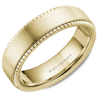 6.00mm Bleu Royale Wedding Band in Yellow Gold