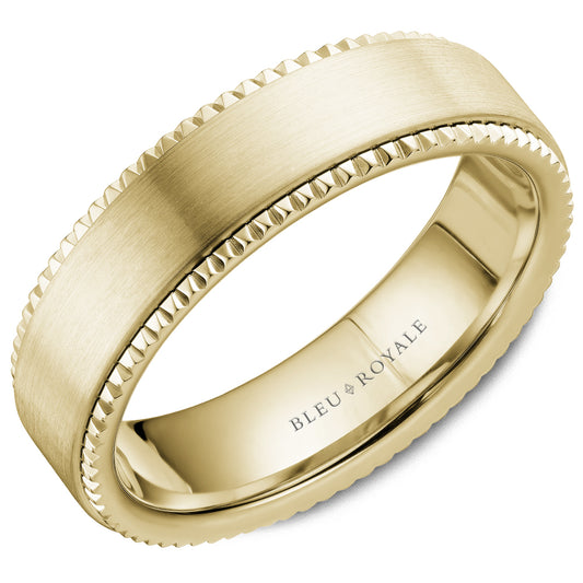 6.00mm Bleu Royale Wedding Band in Yellow Gold
