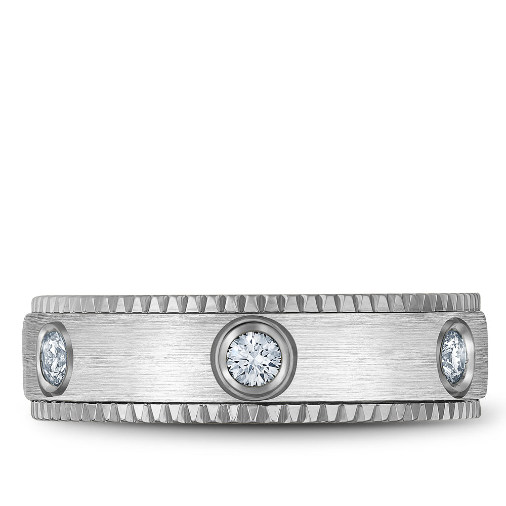 6.50mm Bleu Royale Wedding Band in White Gold With 6 RD, TCW 0.48ct