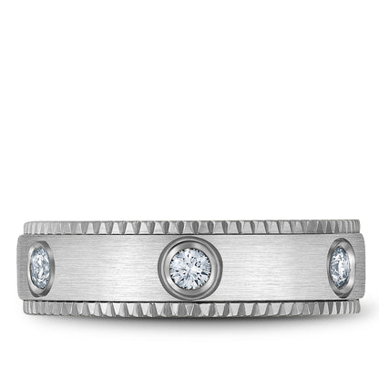 6.50mm Bleu Royale Wedding Band in White Gold With 6 RD, TCW 0.48ct