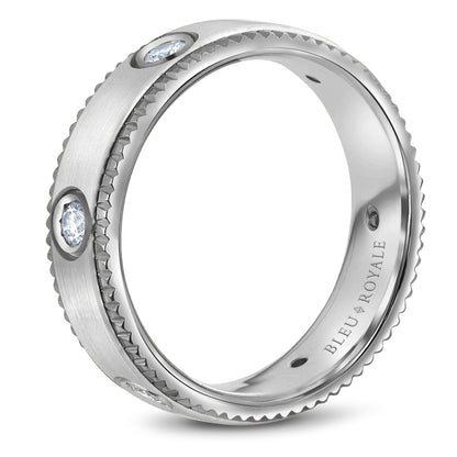 6.50mm Bleu Royale Wedding Band in White Gold With 6 RD, TCW 0.48ct