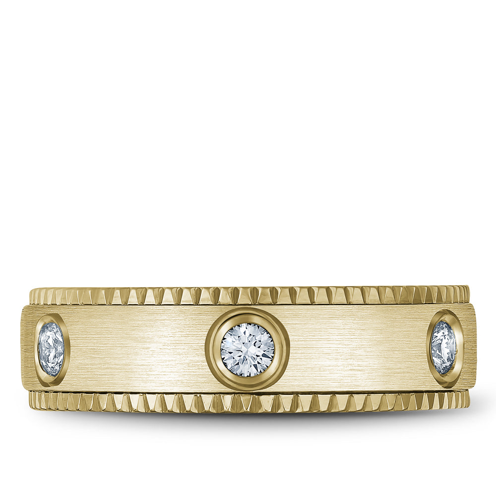 6.50mm Bleu Royale Wedding Band in Yellow Gold With 6 RD, TCW 0.48ct