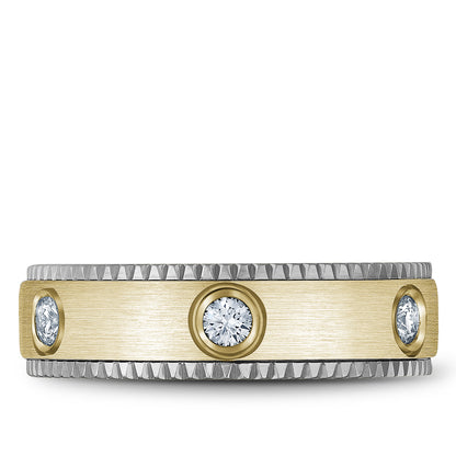 6.50mm Bleu Royale Wedding Band in Y&W Gold With 6 RD, TCW 0.48ct