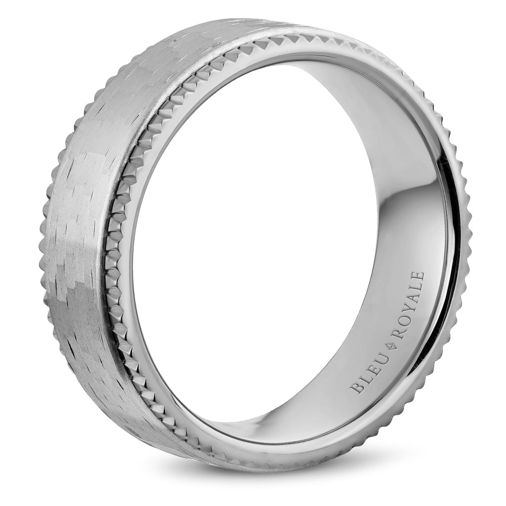 7.50mm Bleu Royale Wedding Band in White Gold