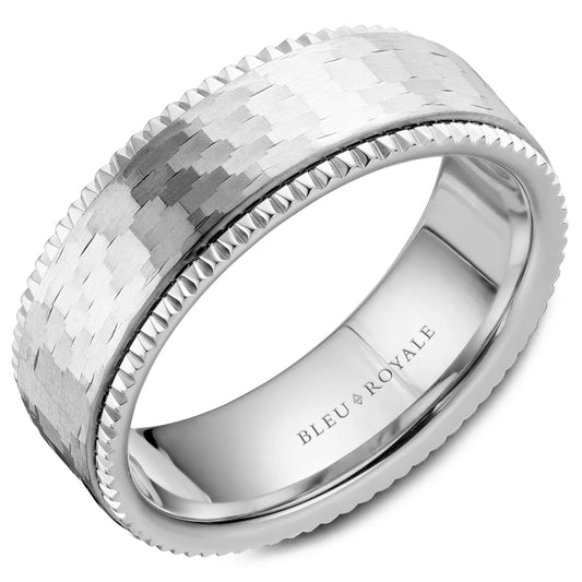 7.50mm Bleu Royale Wedding Band in White Gold