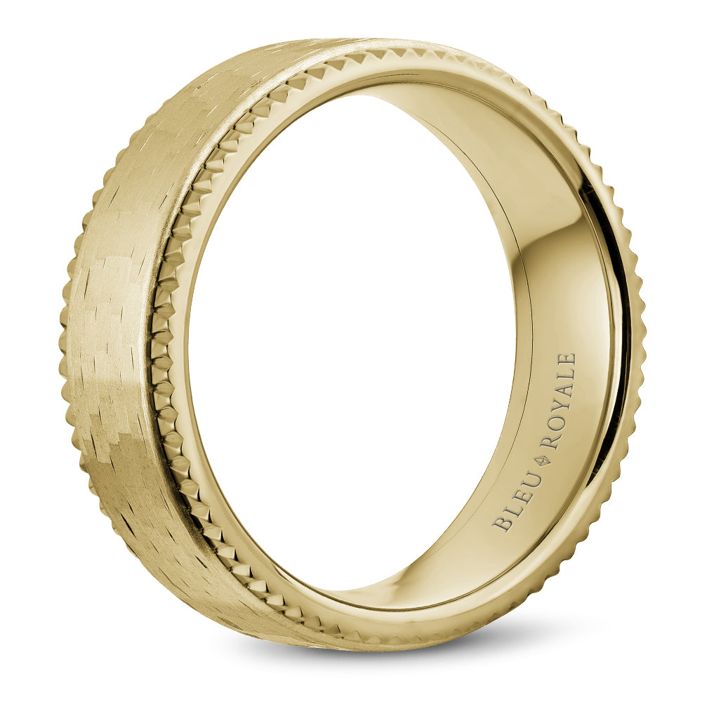 7.50mm Bleu Royale Wedding Band in Yellow Gold