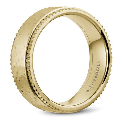 7.50mm Bleu Royale Wedding Band in Yellow Gold