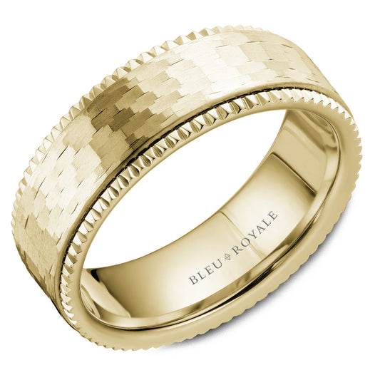 7.50mm Bleu Royale Wedding Band in Yellow Gold