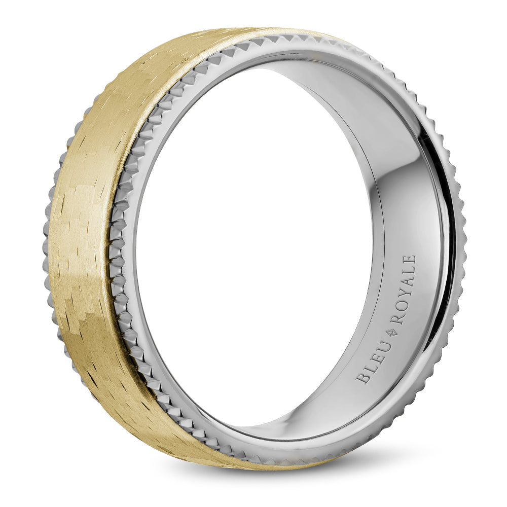 7.50mm Bleu Royale Wedding Band in Y&W Gold