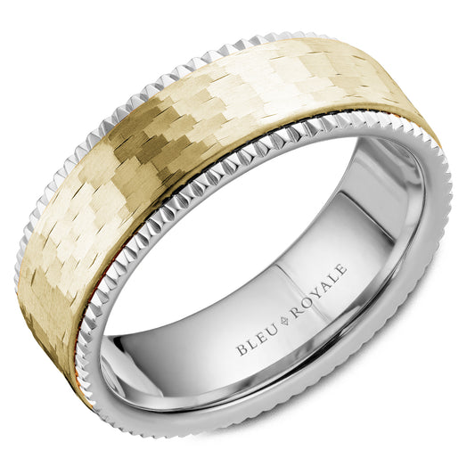 7.50mm Bleu Royale Wedding Band in Y&W Gold