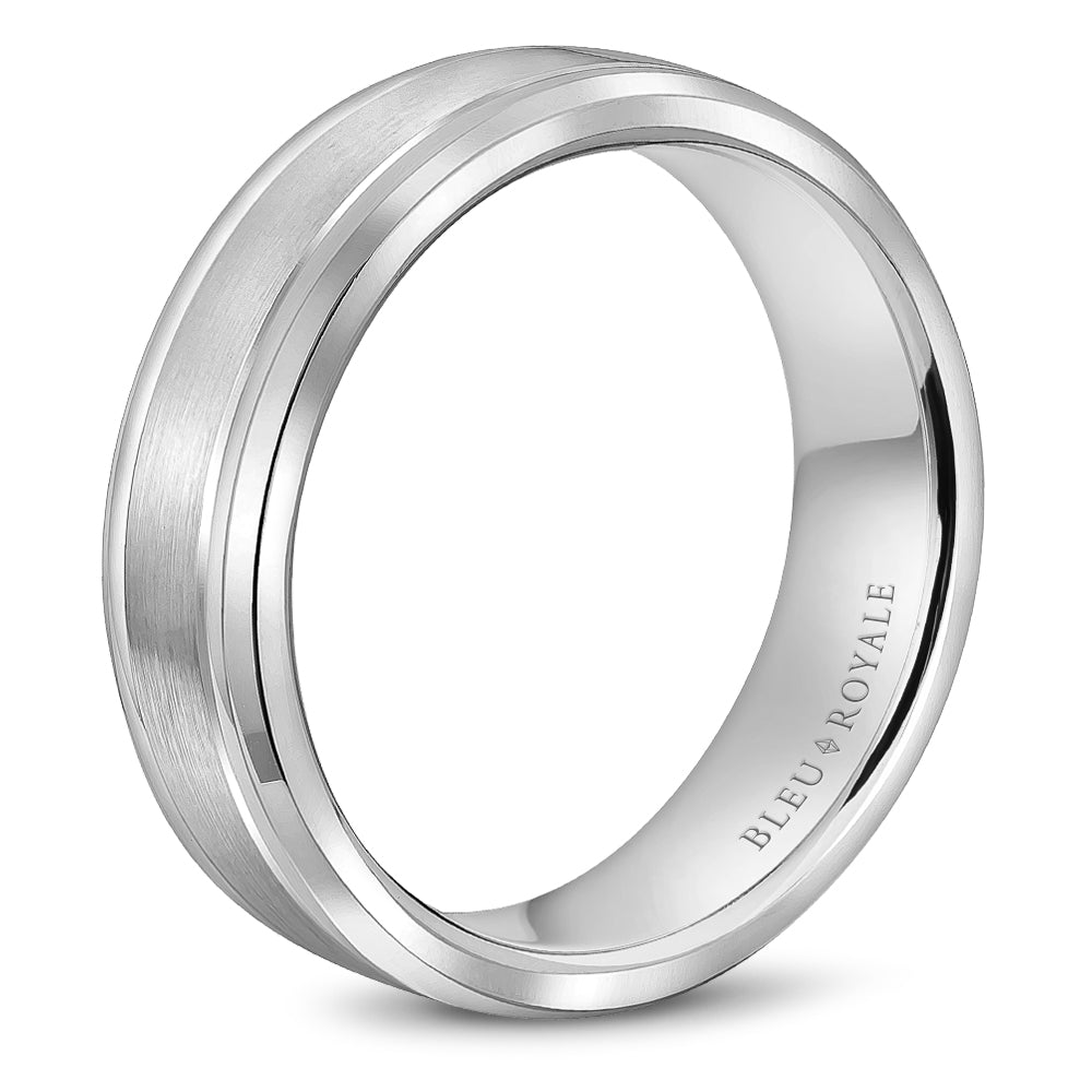 6.50mm Bleu Royale Wedding Band in White Gold