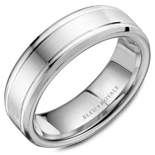 6.50mm Bleu Royale Wedding Band in White Gold