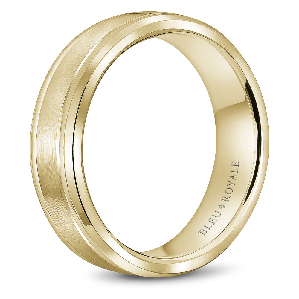 6.50mm Bleu Royale Wedding Band in Yellow Gold