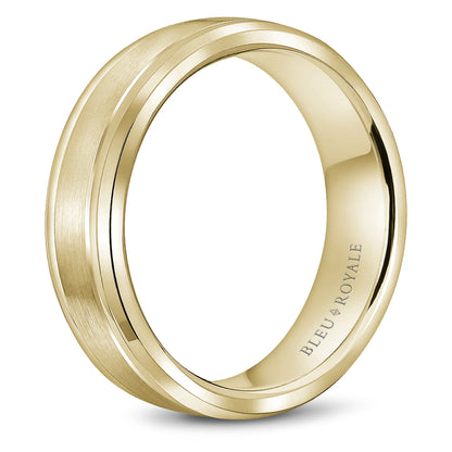 6.50mm Bleu Royale Wedding Band in Yellow Gold