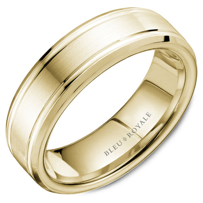 6.50mm Bleu Royale Wedding Band in Yellow Gold