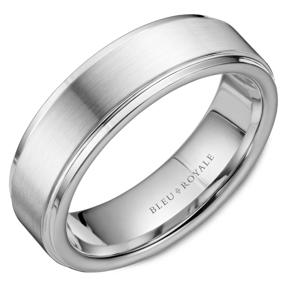 6.50mm Bleu Royale Wedding Band in White Gold