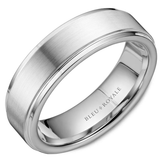 6.50mm Bleu Royale Wedding Band in White Gold