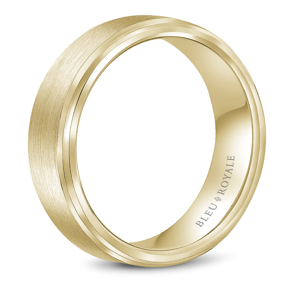 6.50mm Bleu Royale Wedding Band in Yellow Gold
