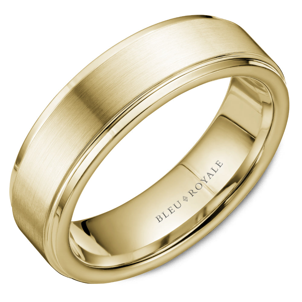 6.50mm Bleu Royale Wedding Band in Yellow Gold