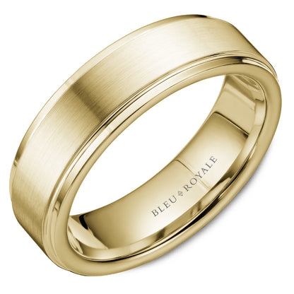 6.50mm Bleu Royale Wedding Band in Yellow Gold