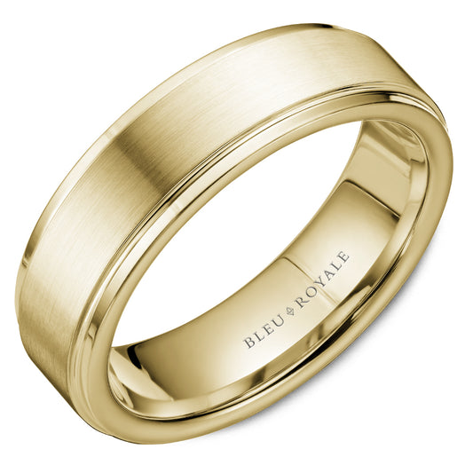 6.50mm Bleu Royale Wedding Band in Yellow Gold