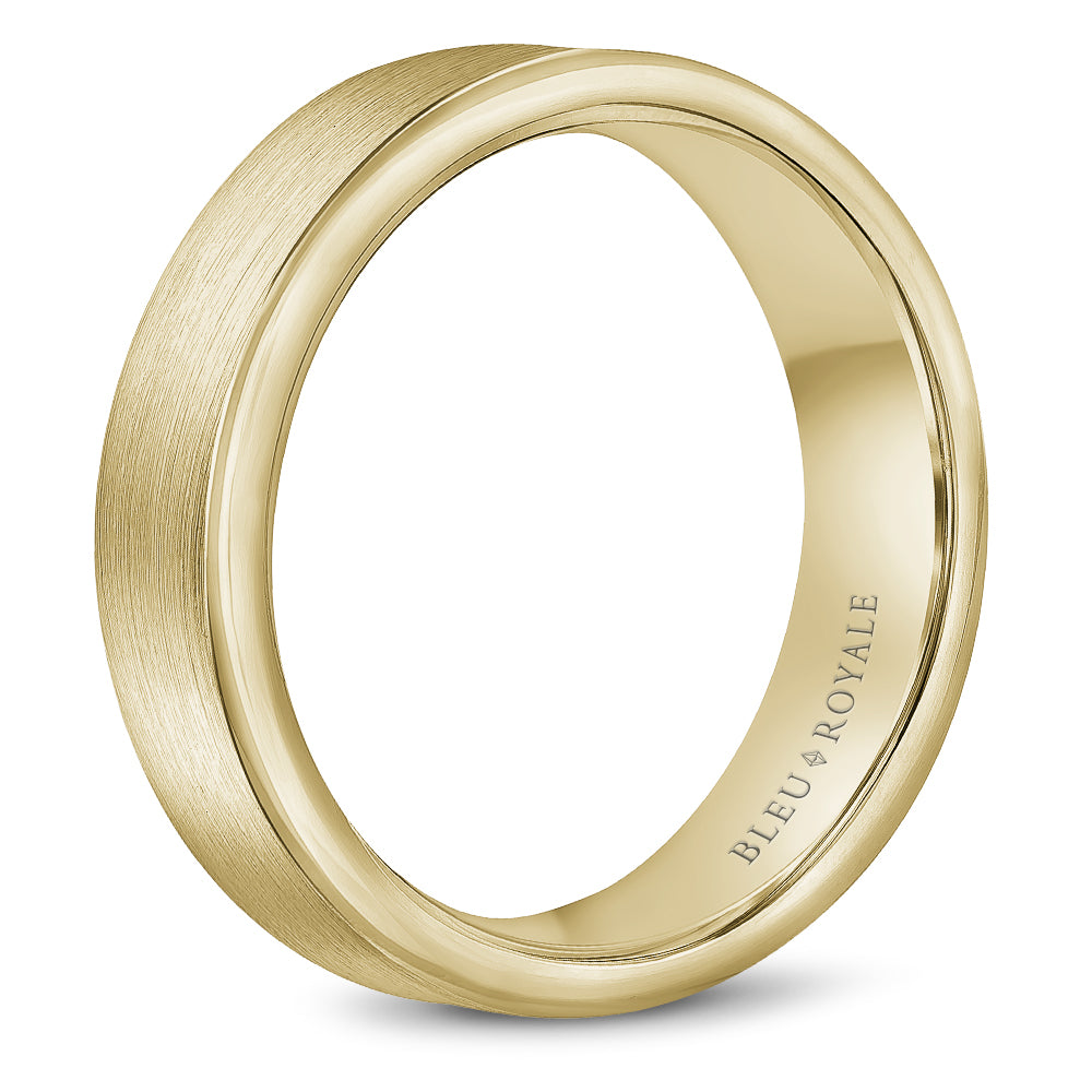 6.50mm Bleu Royale Wedding Band in Yellow Gold