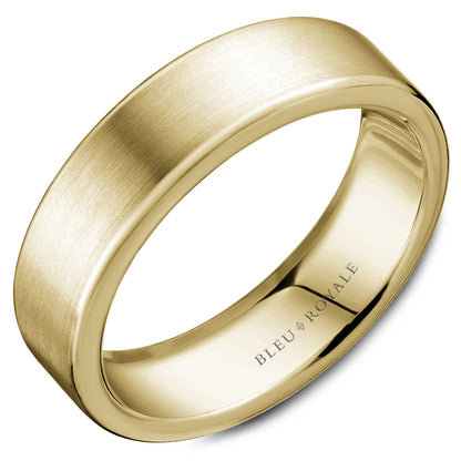 6.50mm Bleu Royale Wedding Band in Yellow Gold