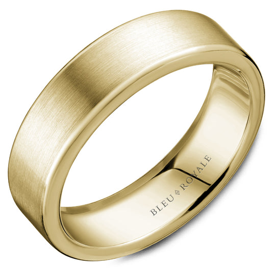 6.50mm Bleu Royale Wedding Band in Yellow Gold