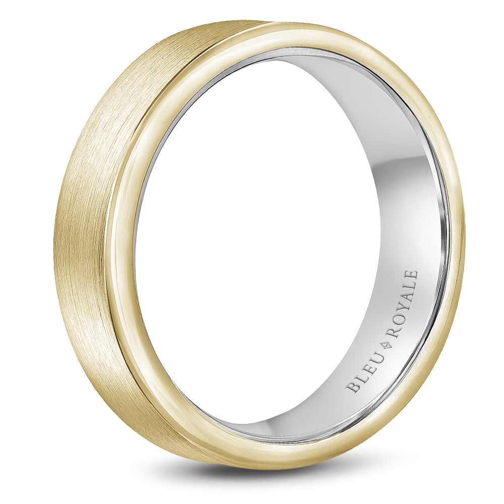 6.50mm Bleu Royale Wedding Band in Y&W Gold