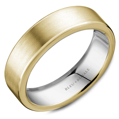 6.50mm Bleu Royale Wedding Band in Y&W Gold