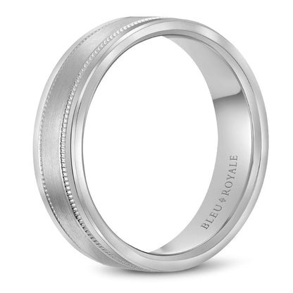 6.00mm Bleu Royale Wedding Band in White Gold
