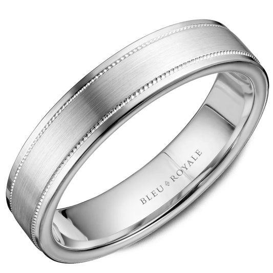 6.00mm Bleu Royale Wedding Band in White Gold