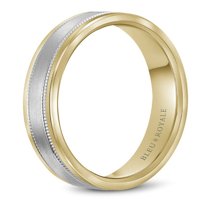 6.00mm Bleu Royale Wedding Band in W&Y Gold