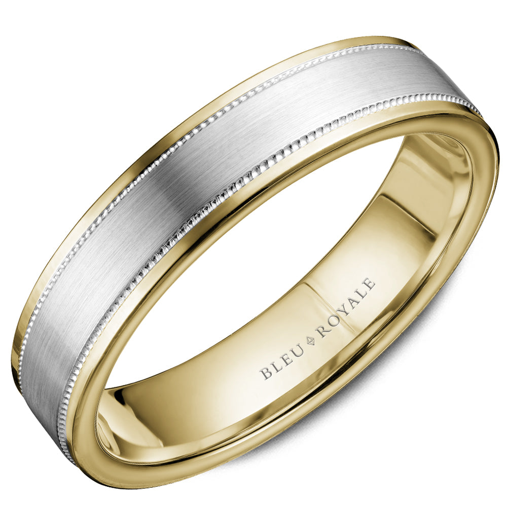 6.00mm Bleu Royale Wedding Band in W&Y Gold
