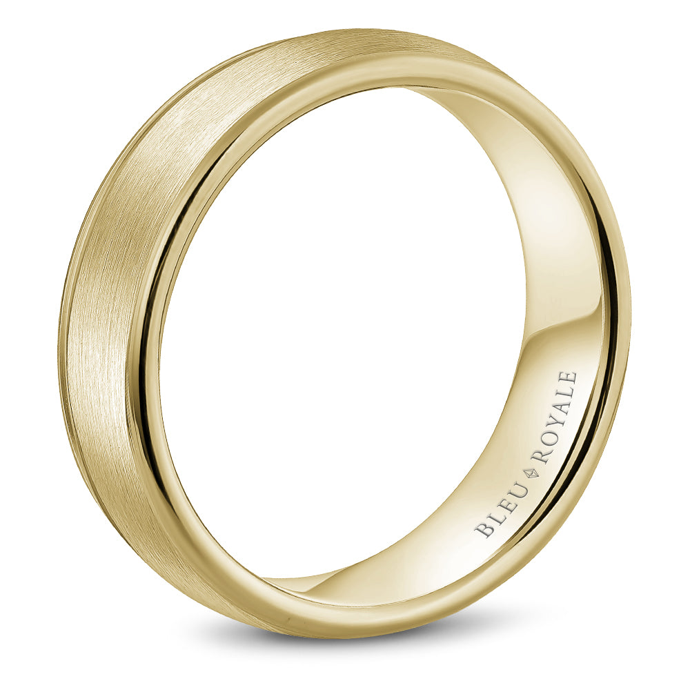 6.50mm Bleu Royale Wedding Band in Yellow Gold