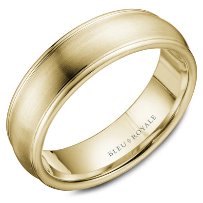 6.50mm Bleu Royale Wedding Band in Yellow Gold