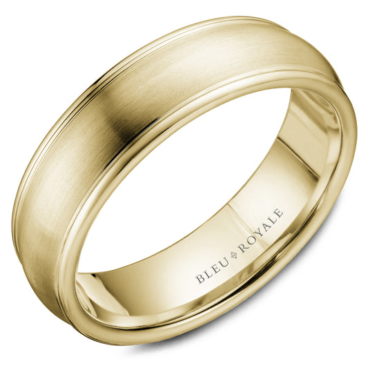 6.50mm Bleu Royale Wedding Band in Yellow Gold